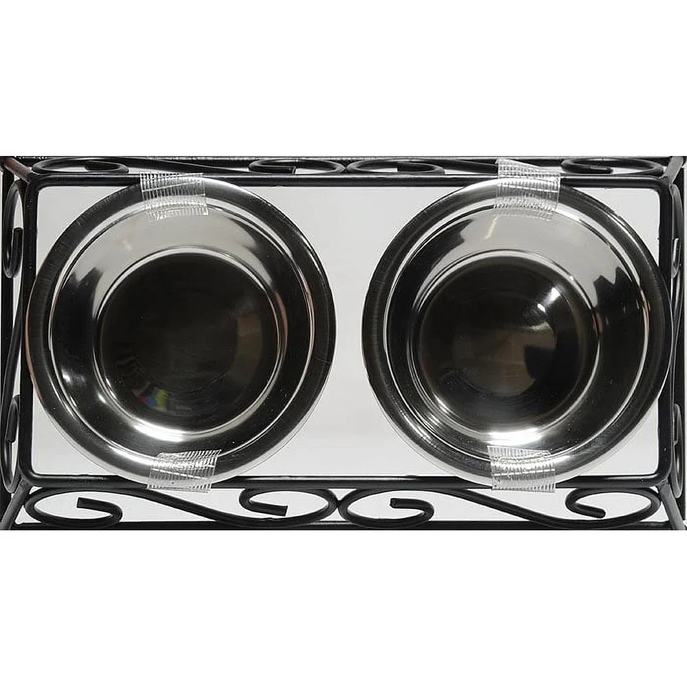 Stainless Steel Elevated Pet Food Bowl Set with Double Diner Removable Insert Rustproof Design Dogs Cats Heavy Duty