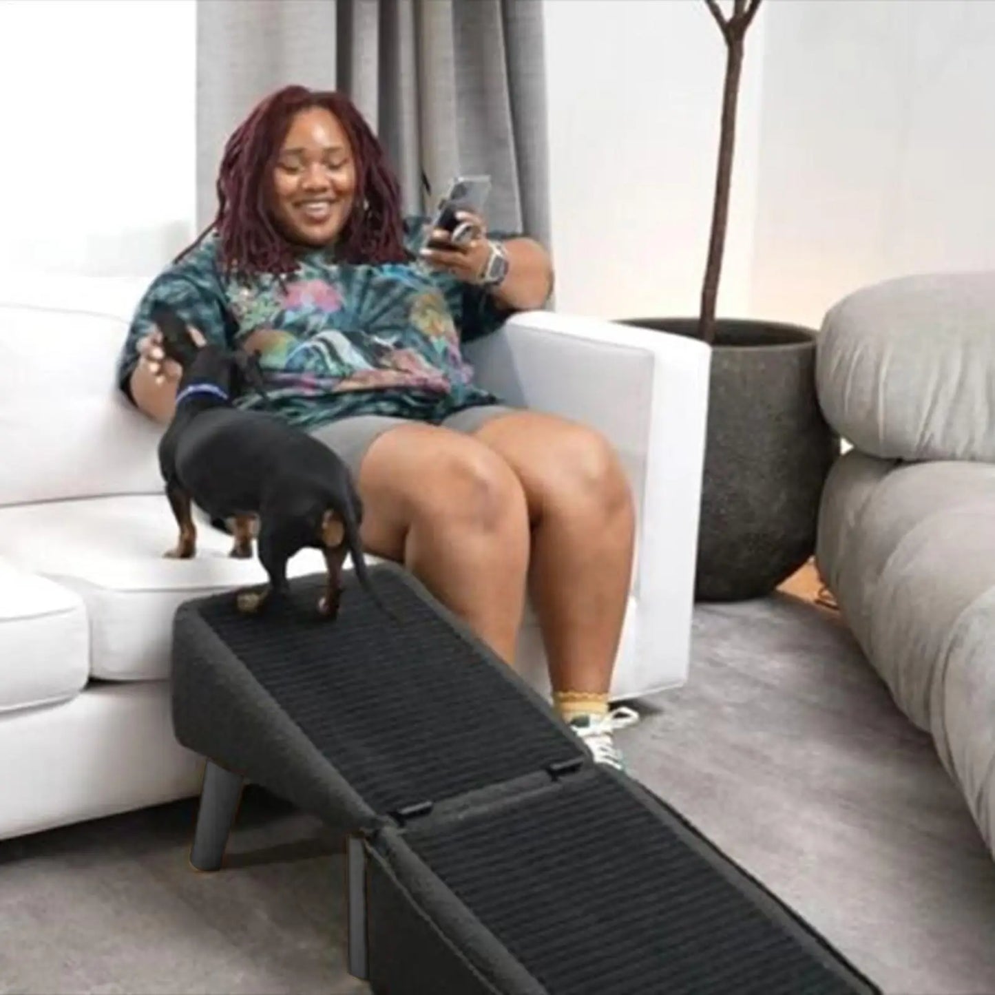 Dog Ramp for Bed Foldable Dog Vehicle Stairs Footrest Stool for Small Breed Animal Multifunctional Non-Slip Cat Vehicle Ramp