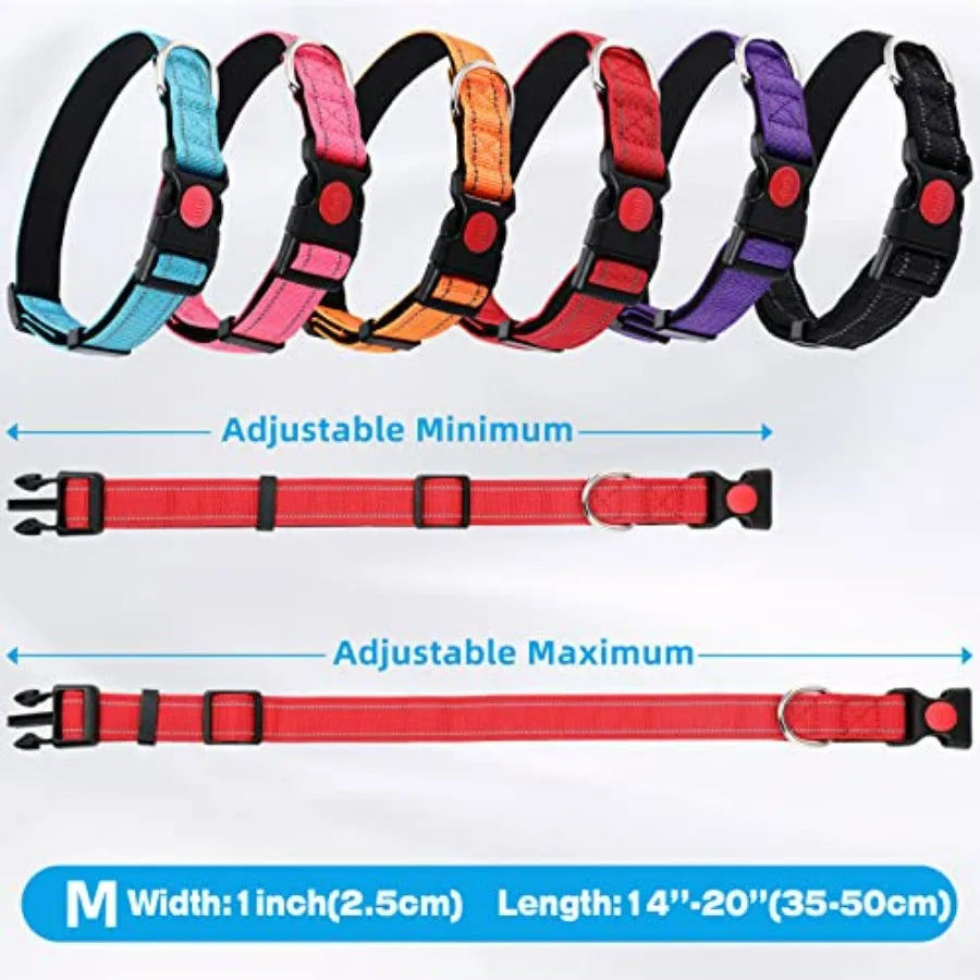 6 Sets Reflective Dog Leash and Collar Set, Nylon Leashes Adjustable Dog Collar Heavy Duty Padded Handle Leash for Small Medium