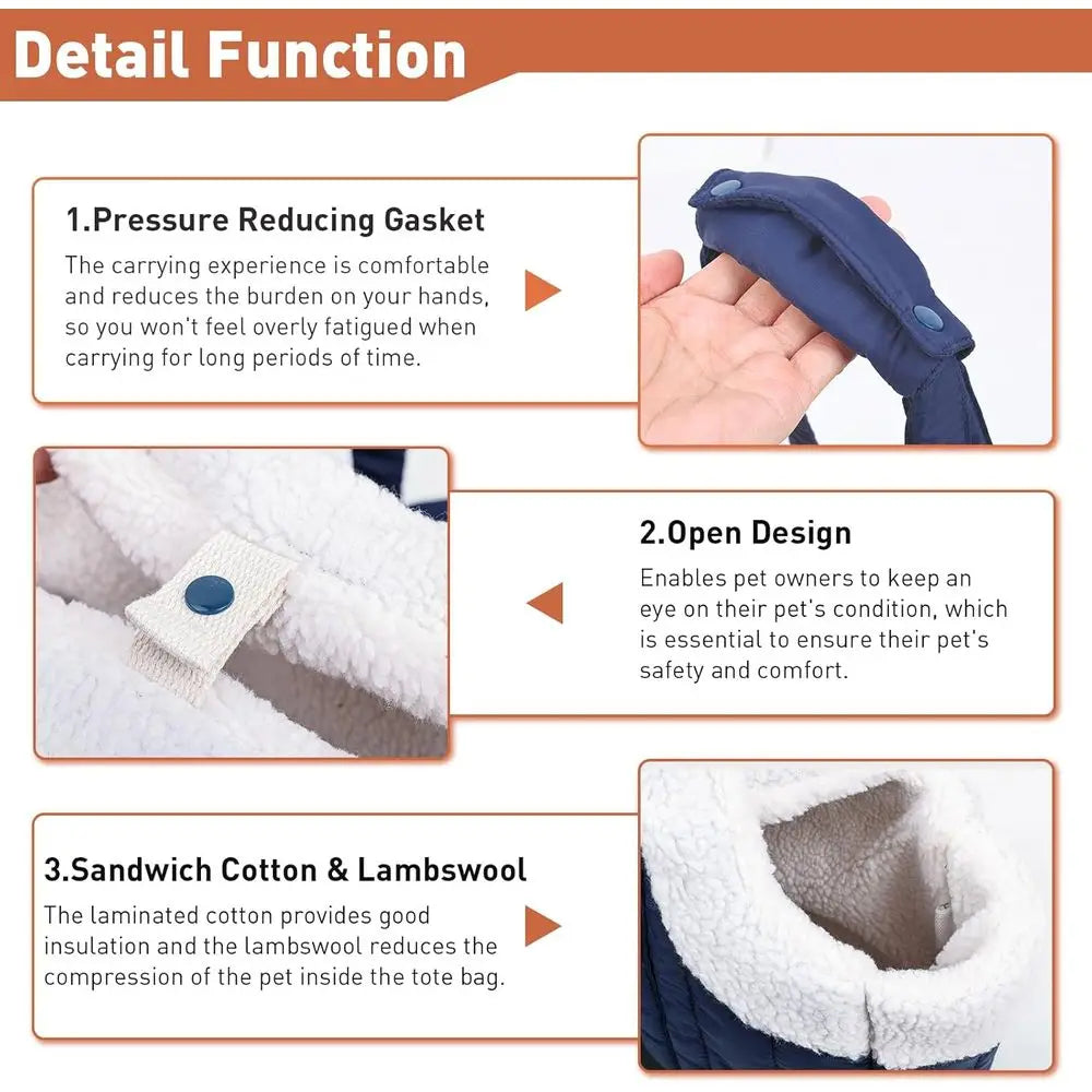 Small Dog Carrier Purse, Winter Fleece Warm Dog Tote Bag Carrier with Secure Harness Clip for Puppy Kitten, Waterproof Pet Trave