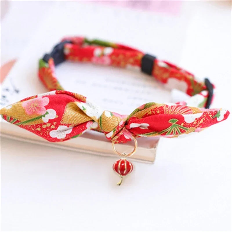 Cute Japanese Print Pet Collar: Bunny Ears Necklace for Dogs & Cats (Spring Decoration)
