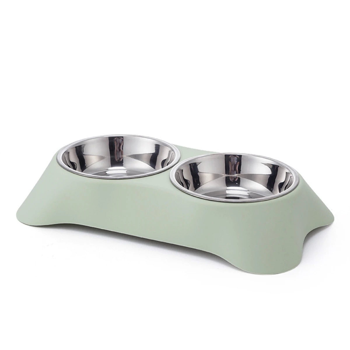 1PC Pet Stainless Steel Double Bowl Cat and Dog Bowl Cat Food Dish Dog Food Dish Anti-Spill Feeder and Waterer, Dual-Purpose Pet