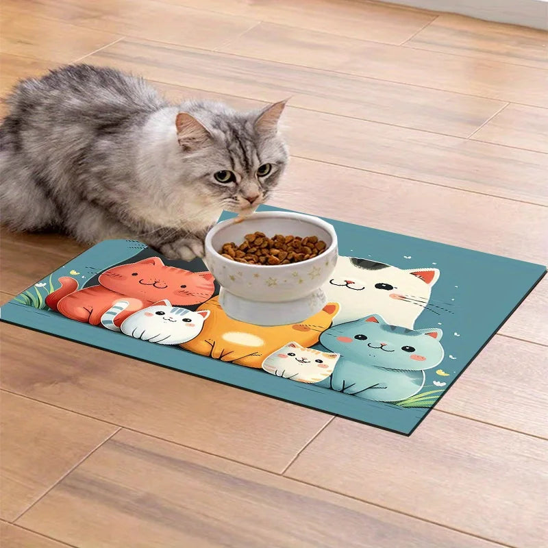 Diatomaceous Earth Cat Food Mat Dining Mat Soft Non-Slip Stain-Resistant Cat Litter Cat Dinner Bowl Mat Home Decoration