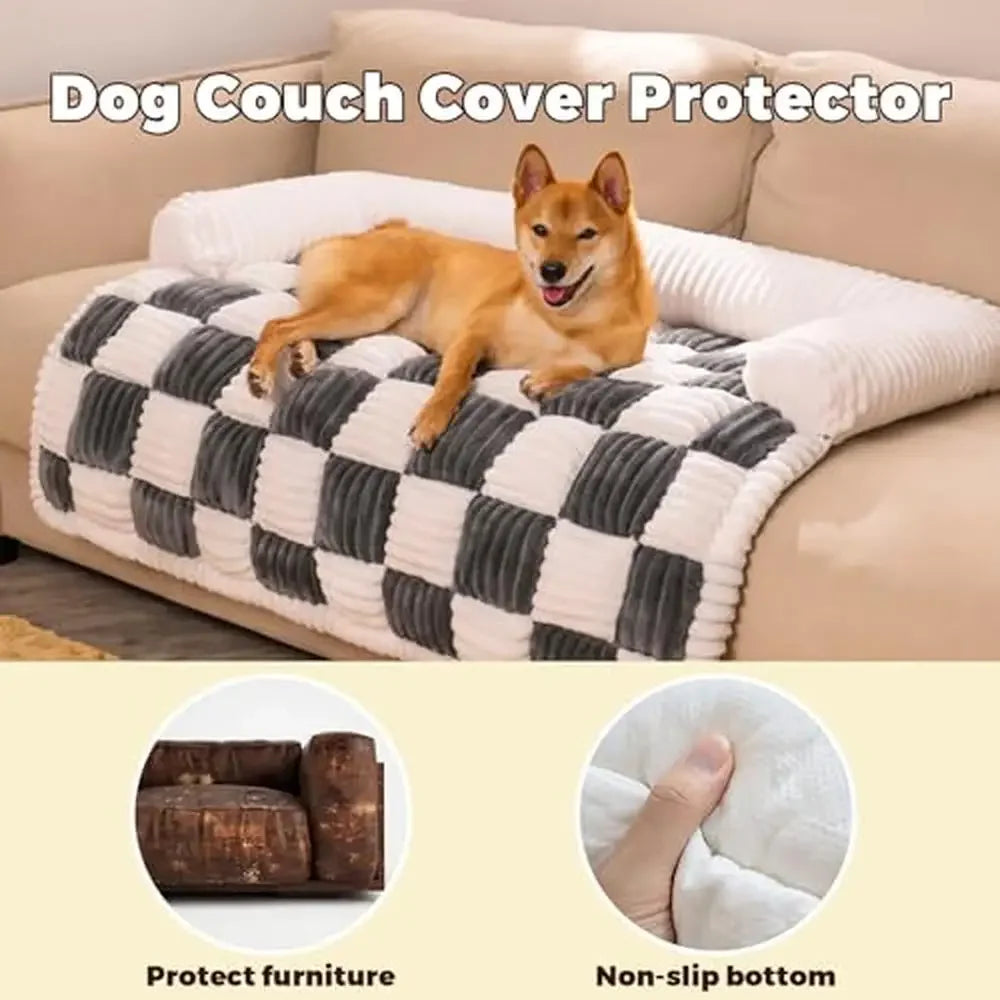 Cozy Plaid Pet Couch Cover Bed Mat Protector Dogs Cats Small Medium Large XL Sofa Shield Black Anti-Slip Easy Wash Fun Outdoor