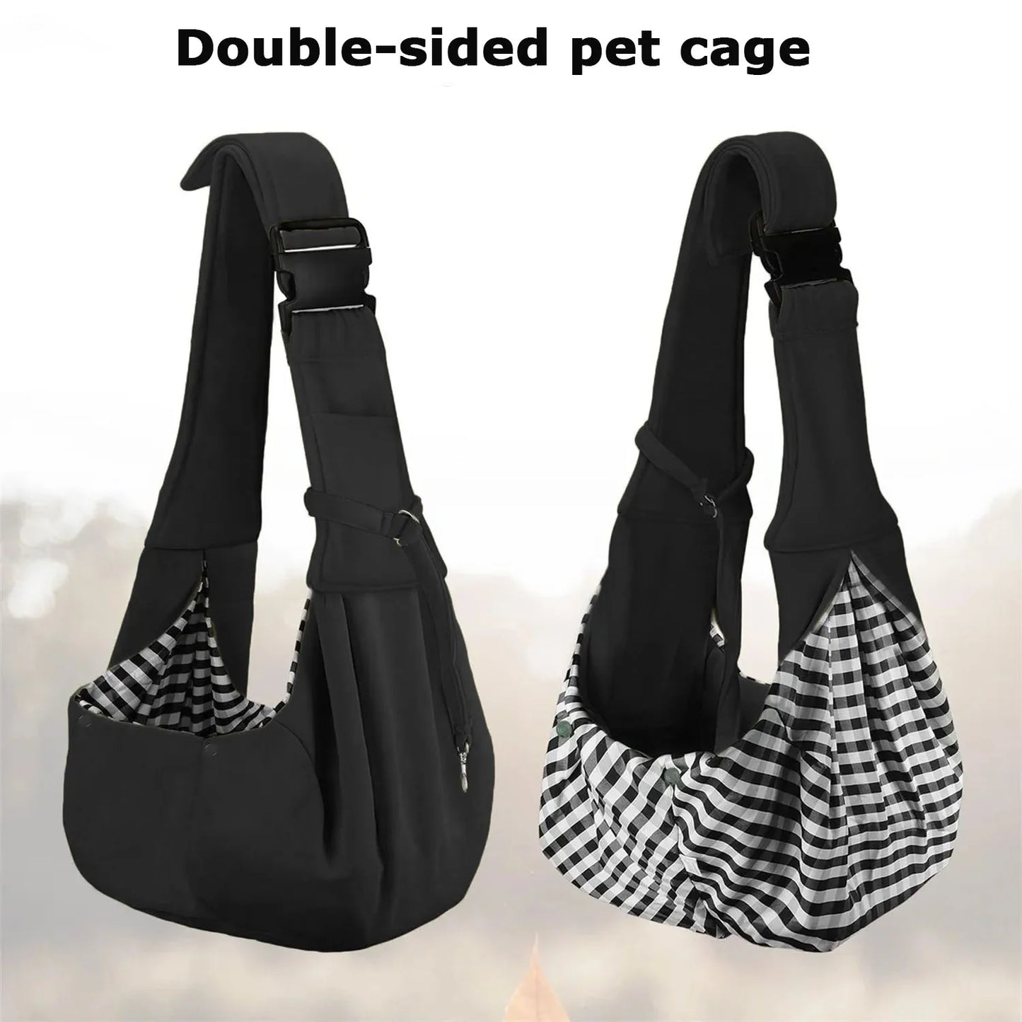 Small pet sling holder, hands-free reversible pet paper plastic bag, handbag, dog and cat sling holder, easy and portable