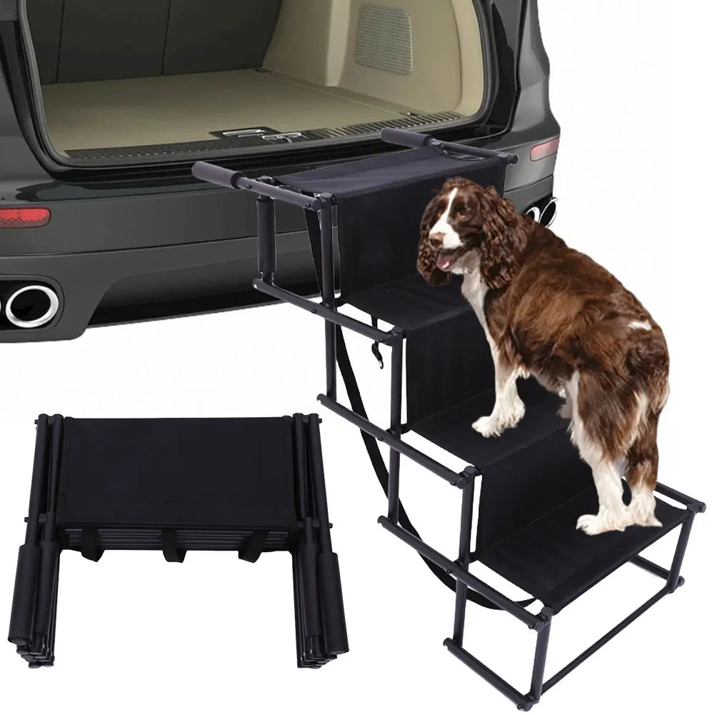 4 Steps Pet Ramps Foldable Dog Car Steps Lightweight Pet Ladder Portable Dog Cat Ladder Folding Pet Stairs Ramp for Travel