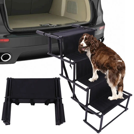 4 Steps Pet Ramps Foldable Dog Car Steps Lightweight Pet Ladder Portable Dog Cat Ladder Folding Pet Stairs Ramp for Travel