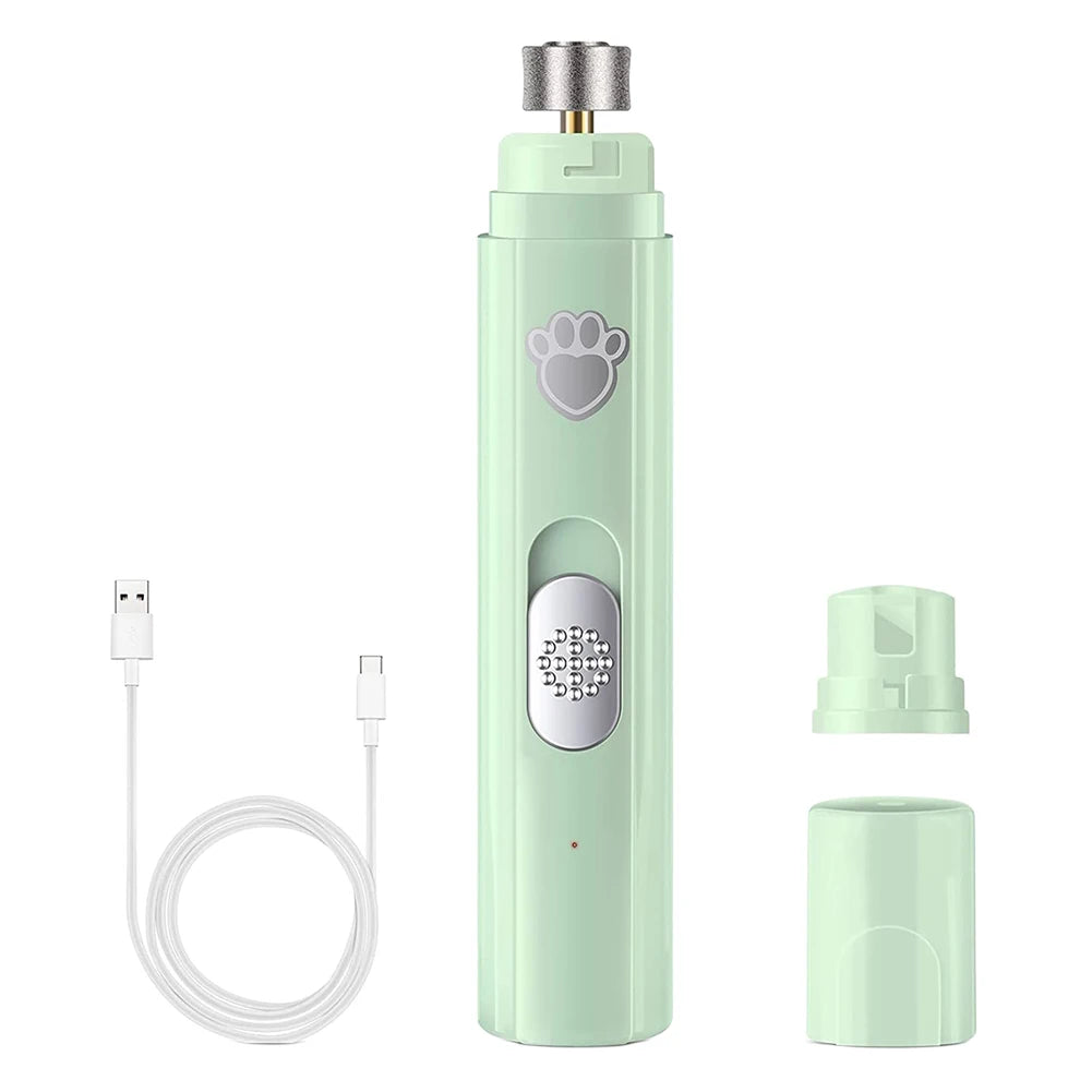 Electric Dog Nail Grinder Low-Noise LED Light Pet Nail Trimmers Painless 2-Speed with Polisher Wheel for Small/Medium/Large Pets