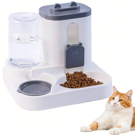 Automatic Cat Feeder And Water Dispenser In Set With Pet Food Bowl,Gravity Dog Waterer And Food Feeder For Small Medium Dog Cat