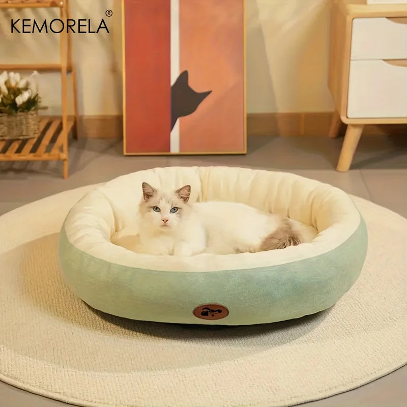 Plush Oval Pet Bed for Dogs and Cats, Thickened achine Washable All-Season Dog Cat Cushion for Small Medium Large Breeds