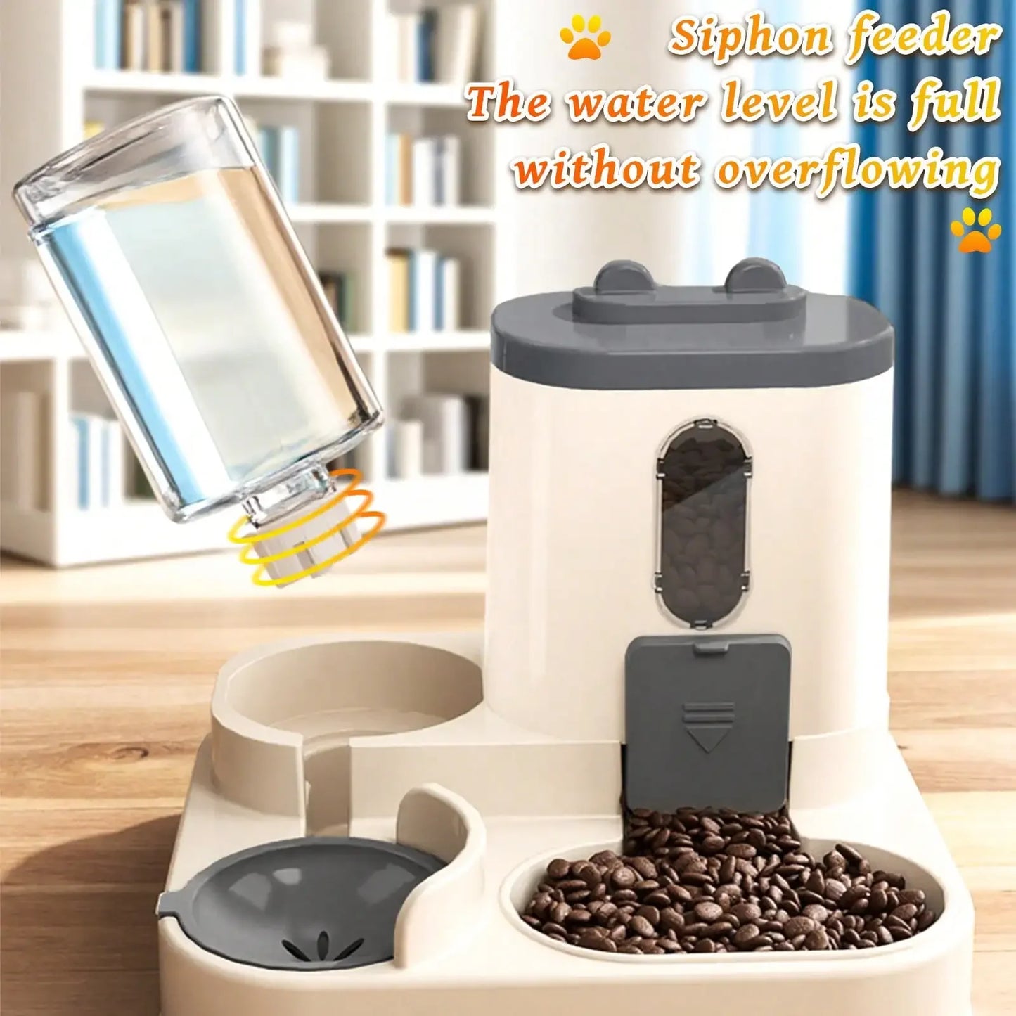 Automatic Cat Feeder And Water Dispenser In Set With Pet Food Bowl,Gravity Dog Waterer And Food Feeder For Small Medium Dog Cat