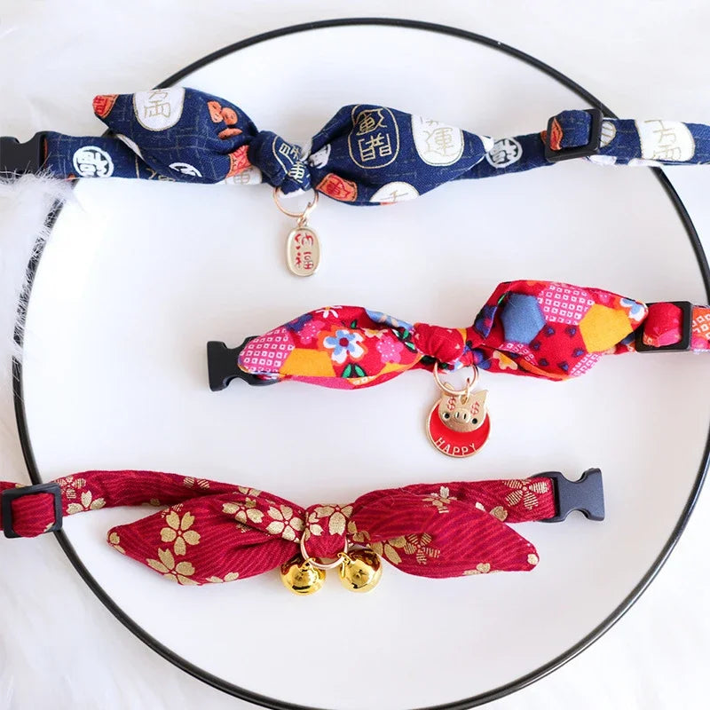 Cute Japanese Print Pet Collar: Bunny Ears Necklace for Dogs & Cats (Spring Decoration)