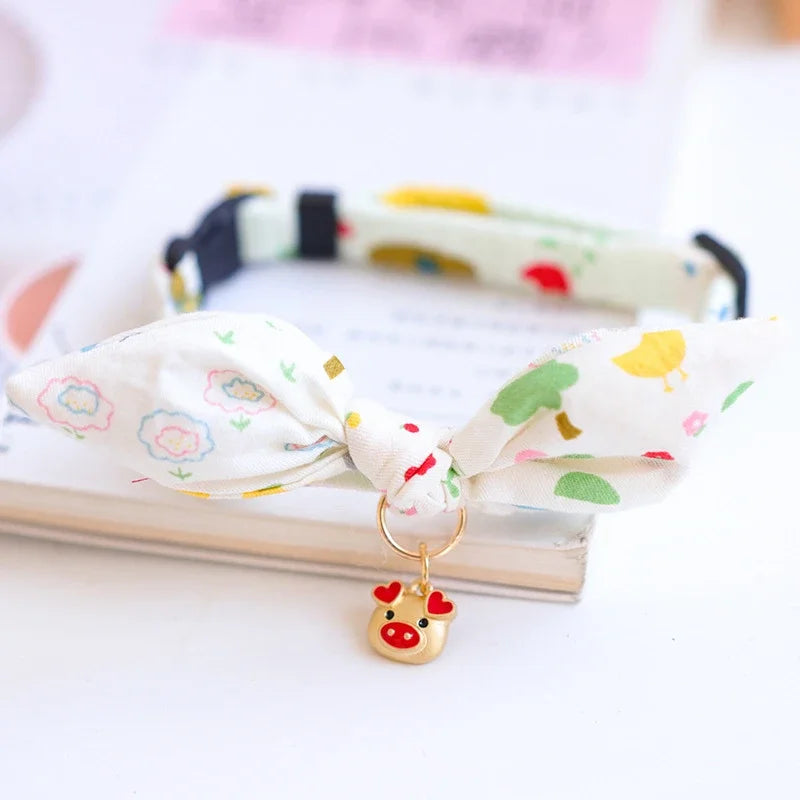 Cute Japanese Print Pet Collar: Bunny Ears Necklace for Dogs & Cats (Spring Decoration)