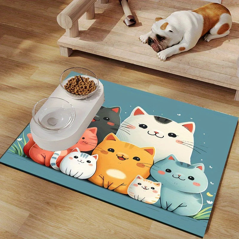 Diatomaceous Earth Cat Food Mat Dining Mat Soft Non-Slip Stain-Resistant Cat Litter Cat Dinner Bowl Mat Home Decoration