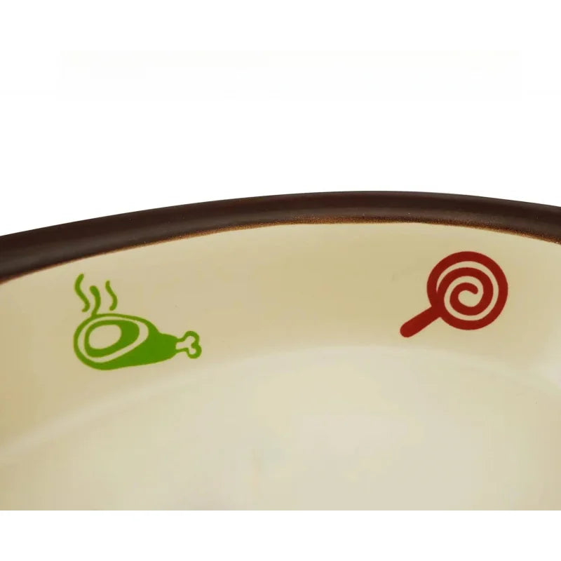 Oval Ceramic Food Bowl,Cute Cartoon Pattern, Dog& Basic , Small Pet Feeding Dishes , Kitten, , Dishw