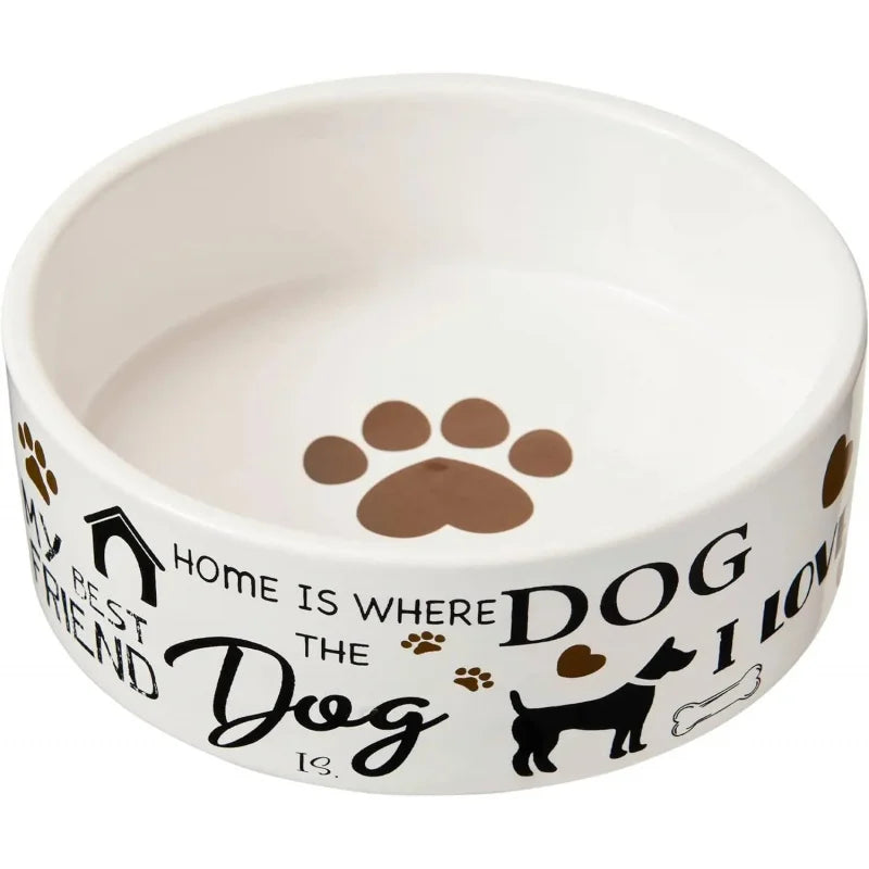 Dogs Dish -Round Ceramic Food/Bowl with High Walls Pets, Dishwasher Safe, Small Dogs, Cats, Reptiles,