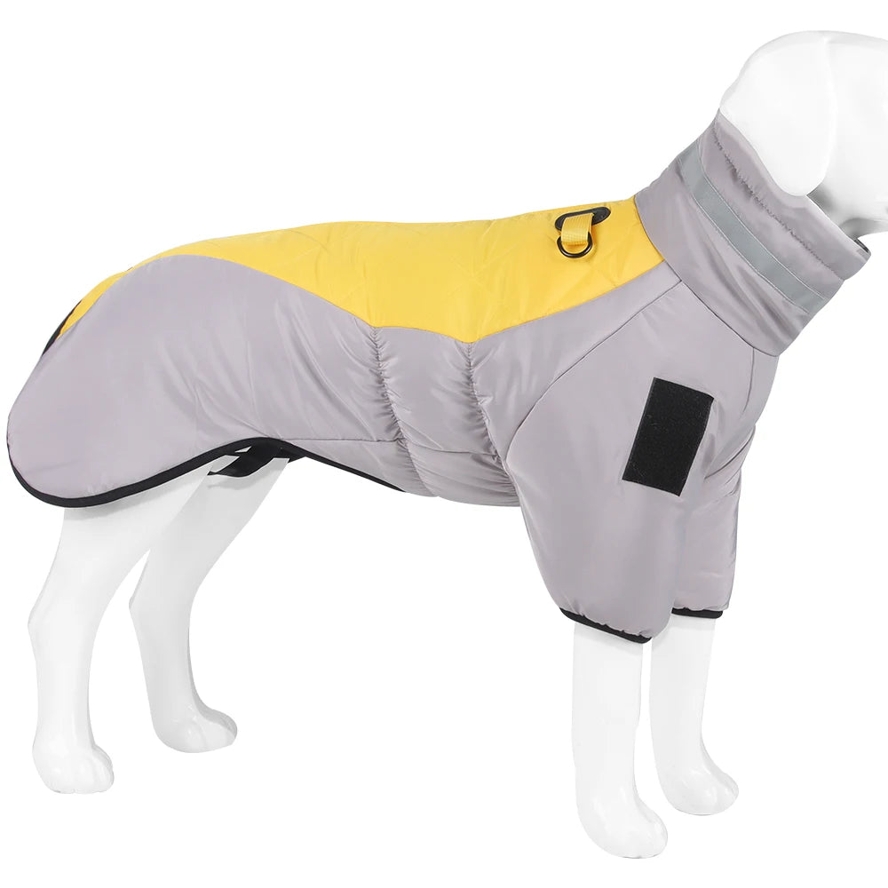 Winter Warm Dog Down Jacket Waterproof Large Dog Coat Reflection High Collar Pet Clothing for Medium Large Dogs Golden Retriever