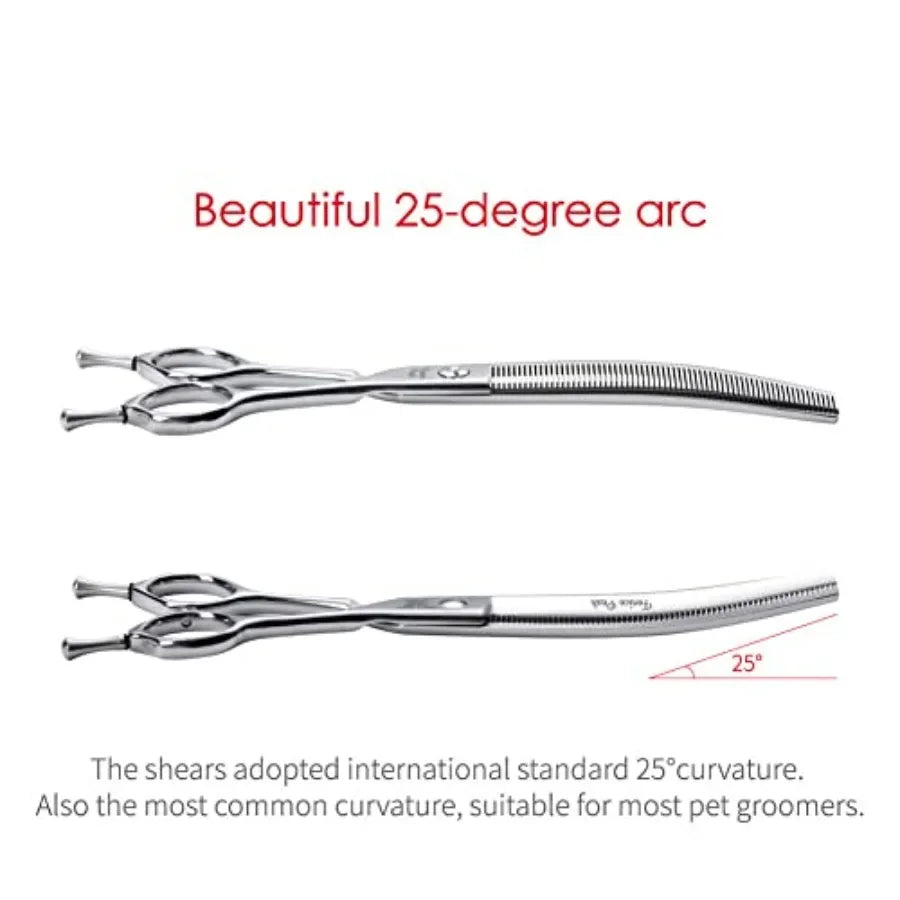 Dog Grooming Shears Curved Thinning Scissors for Dogs and Cats Face Body Trimming Shears 440C 7.5''