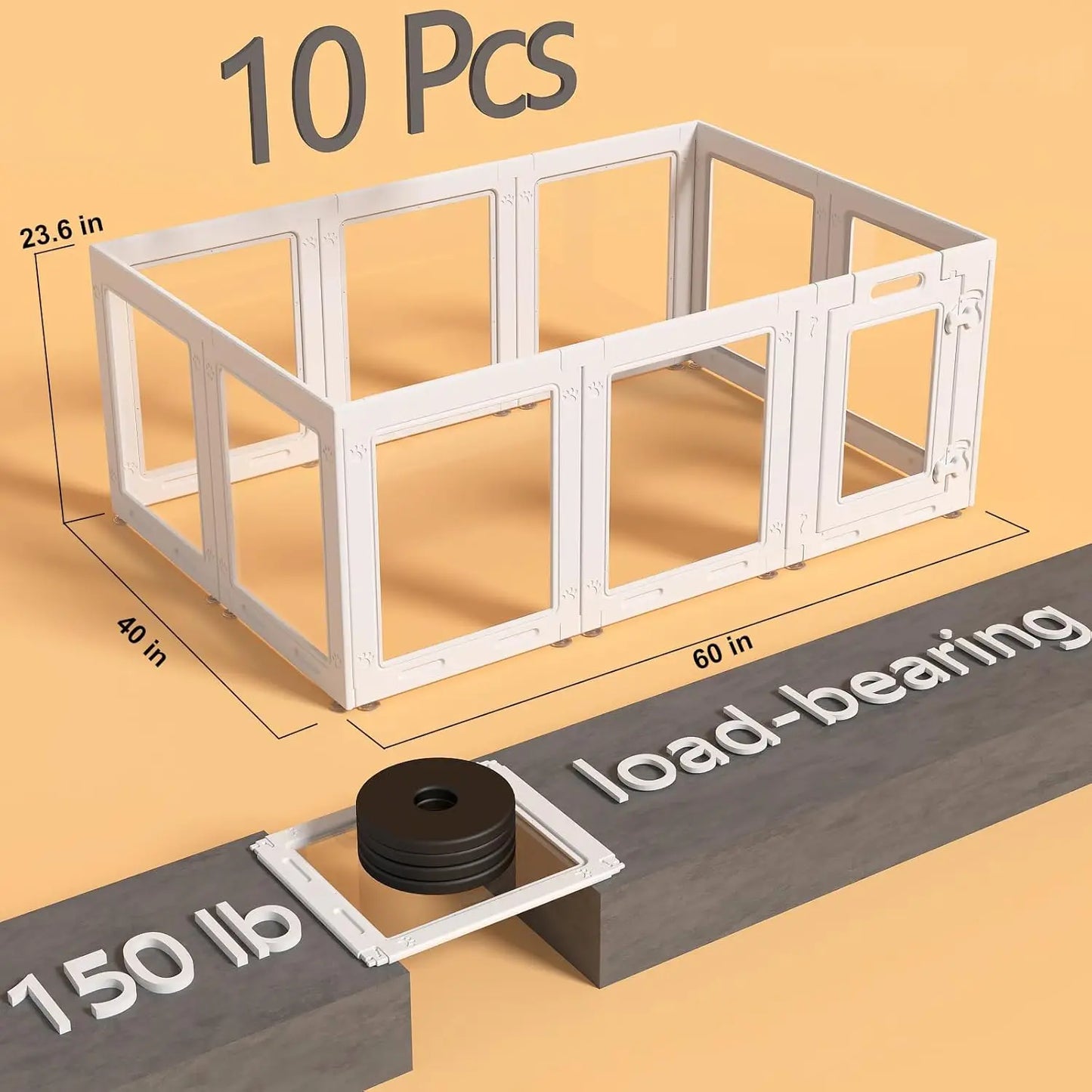 Clear Acrylic Pet Playpen with Door, Easy Assembly, 10-Panel Fence for Puppies and Small Dogs Indoor