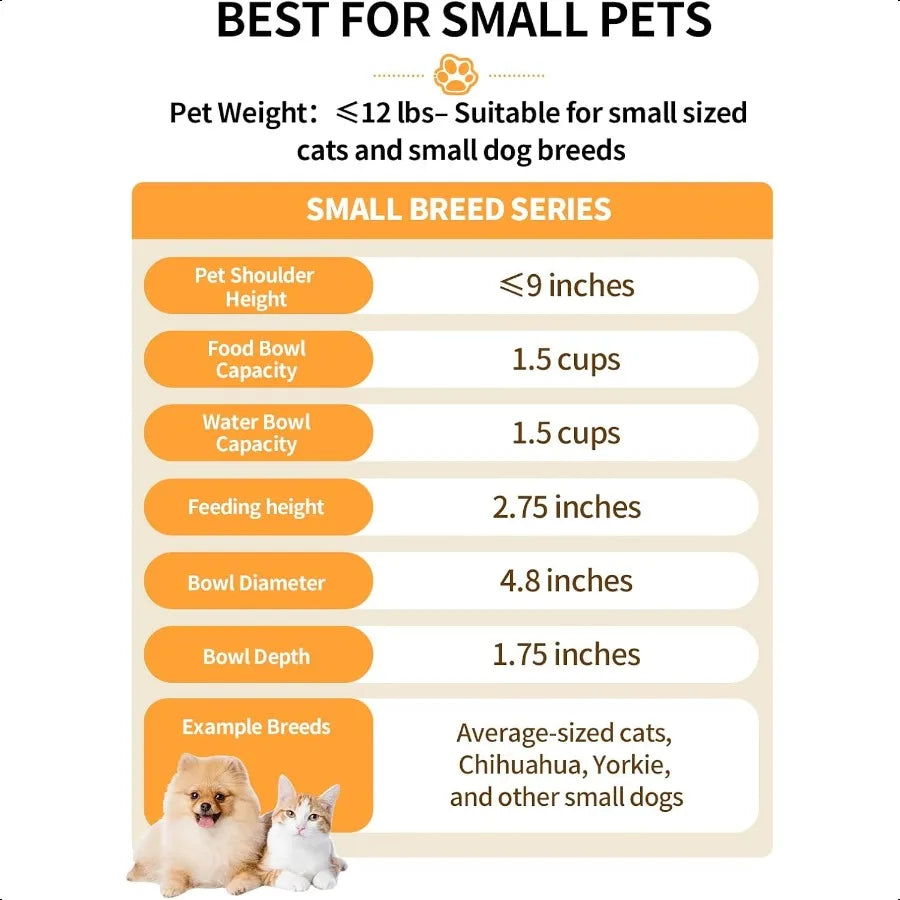 Dog Cat Food Bowls12 OZ 1.5 Cup Ceramic Raised Pet Bowls for Food and Water Two Elevated Pet Dishes Bowls 2.75 Height Sturdy Me