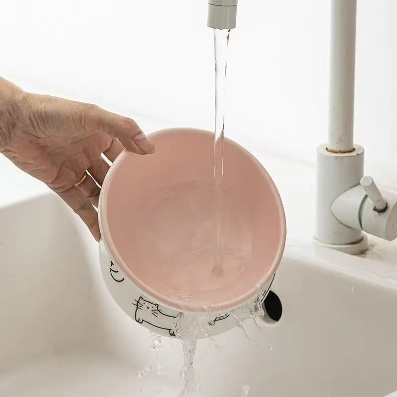 Ceramic Raised Cat Bowl  Elevated Pet Feeding Tray for Cats and Small Dogs Food Dispenser Pet Supplies Dog Accessories