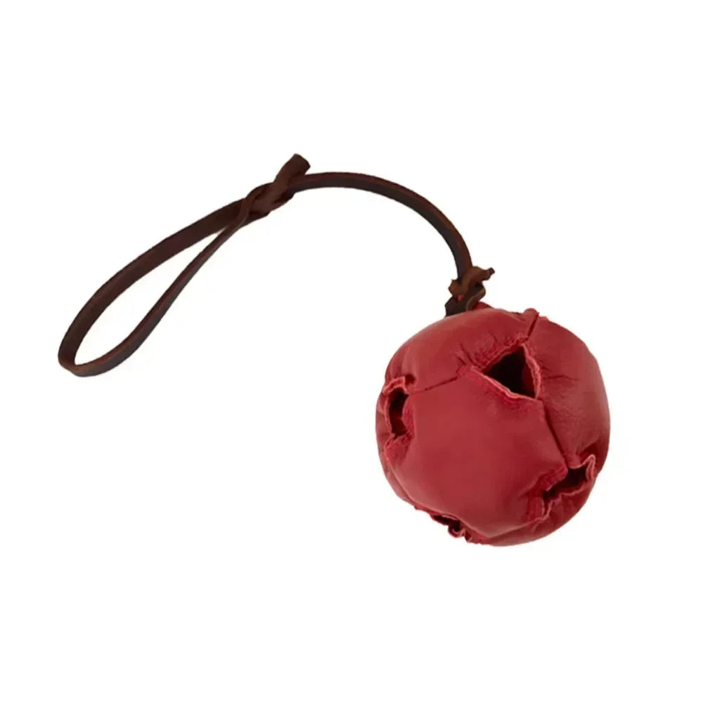 Leather Dog Training Ball Toy Dog Ball Tug Toy, with a Handle Dog Bite Toy, Soft Puppy Reward Toy for Fetch Catch Throw Pet Toys