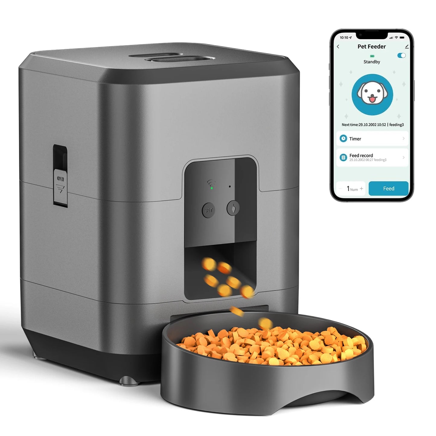 Automatic Cat Lover Gift And Cat Mom Love Feeder With App Control, Timed Cat Lover Gift And Cat Mom Love Food Dispenser With 1-1
