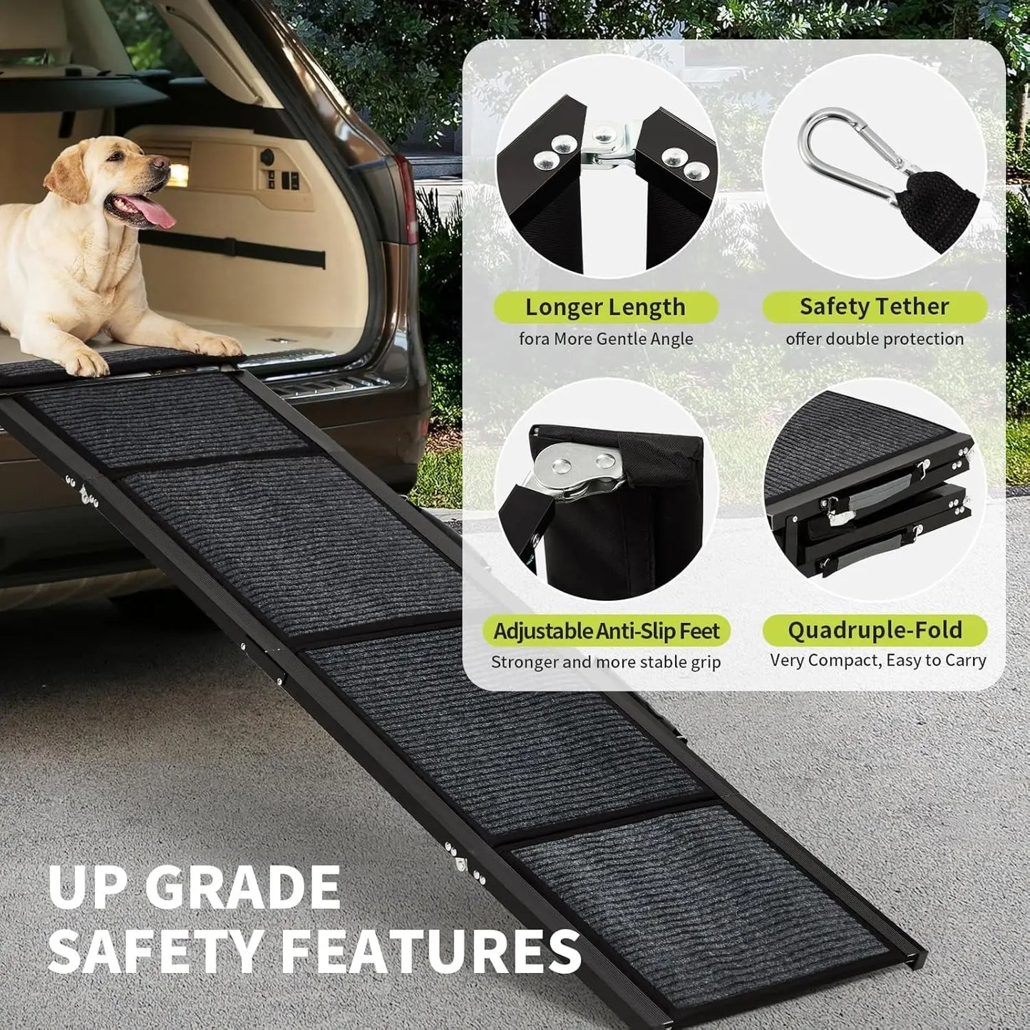 Dog Ramp for Car, Large Folding Pet Stair Ramps for Truck, SUV, Outdoor Dog Car Ramp for Medium & Large Dogs,Portable Pet Steps
