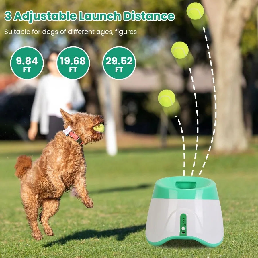 Automatic Dog Ball Launcher Included 6 Tennis Balls Dog With 3 Adjustable Launch Distance Interactive Ball Thrower Fetch Machin