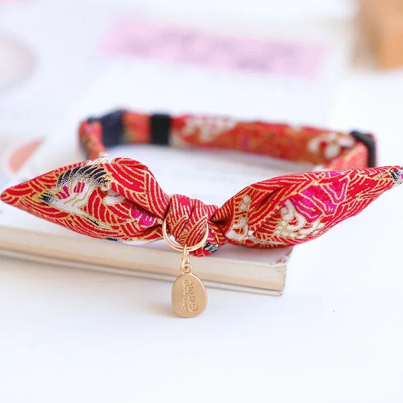 Cute Japanese Print Pet Collar: Bunny Ears Necklace for Dogs & Cats (Spring Decoration)