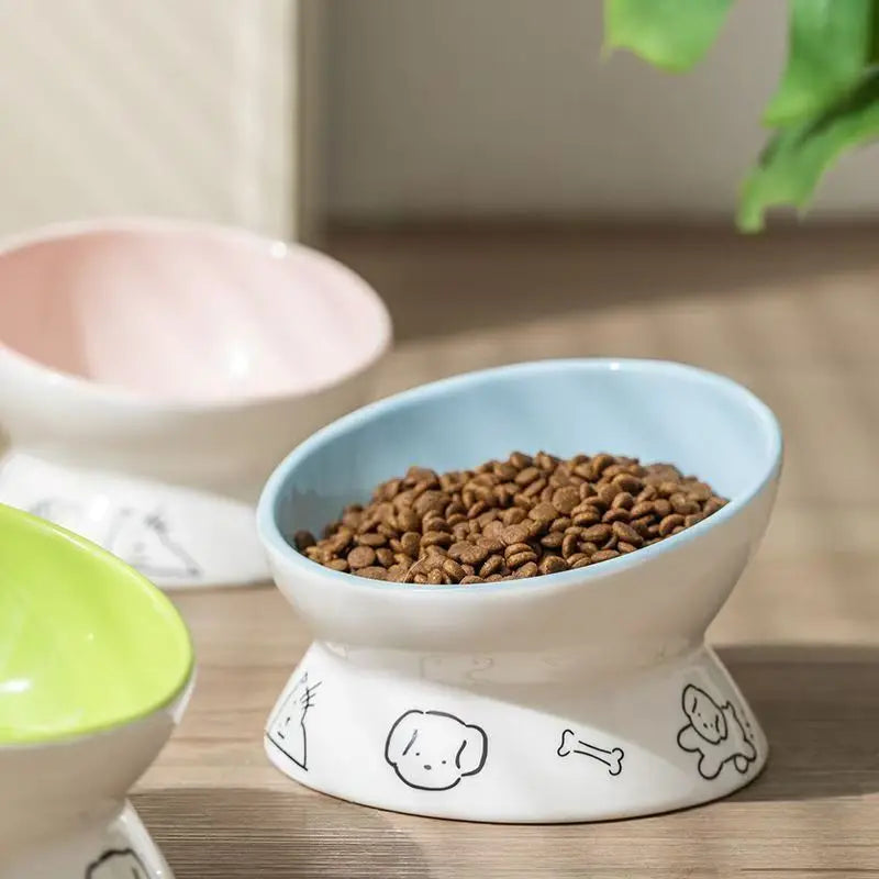 Ceramic Raised Cat Bowl  Elevated Pet Feeding Tray for Cats and Small Dogs Food Dispenser Pet Supplies Dog Accessories