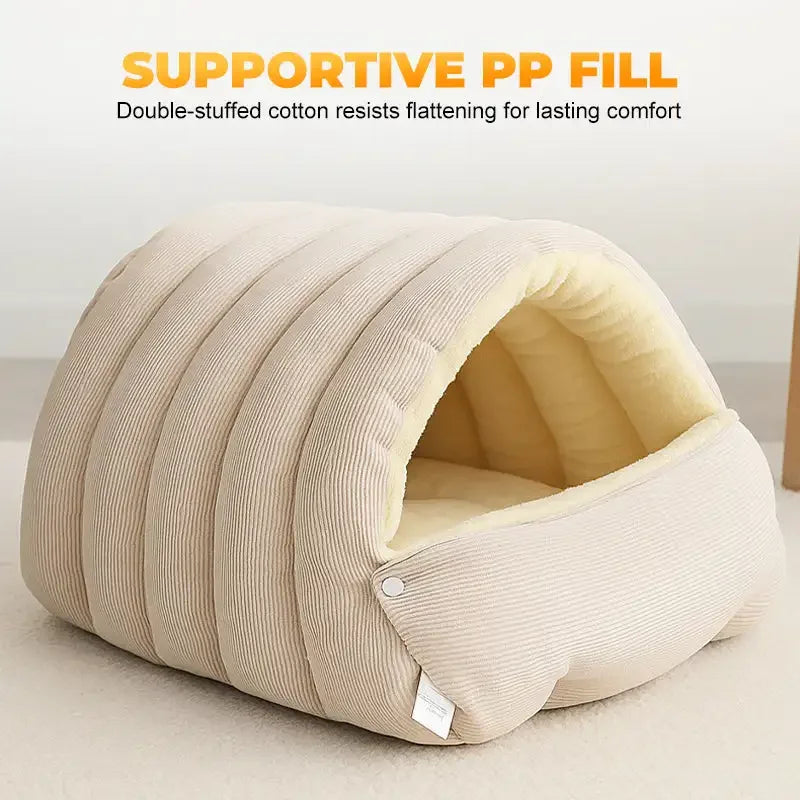 Winter Thermal Plush Cat Bed Winter Warm Enclosed House with Removable Washable Cover for Cats Small Pets Anxiety Relief ﻿