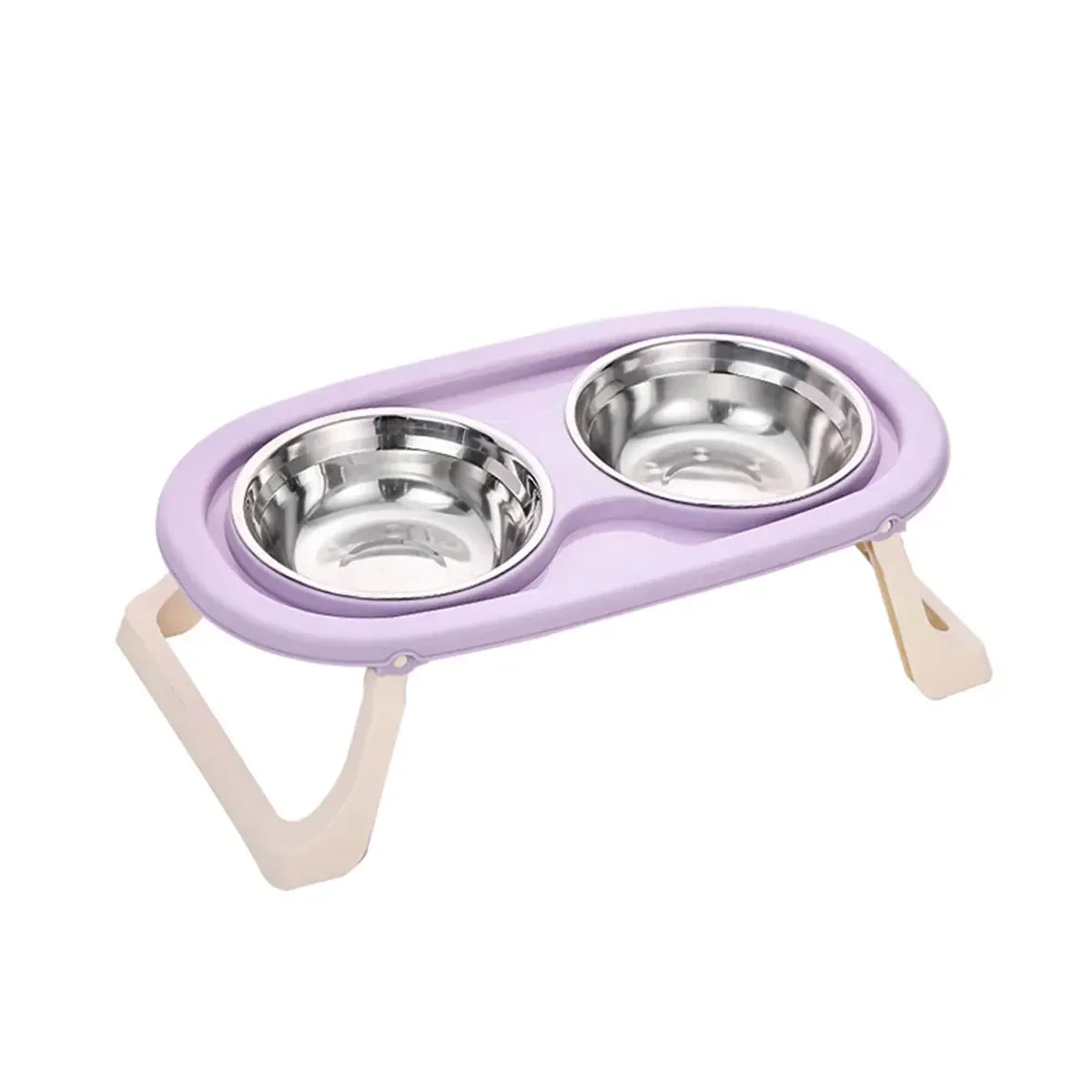 1PC Foldable Stainless Steel Pet Bowl Cat Food Bowl Cat Bowl Dog Food Bowl Neck Protection High Foot Double Bowl Cute bowl Dog