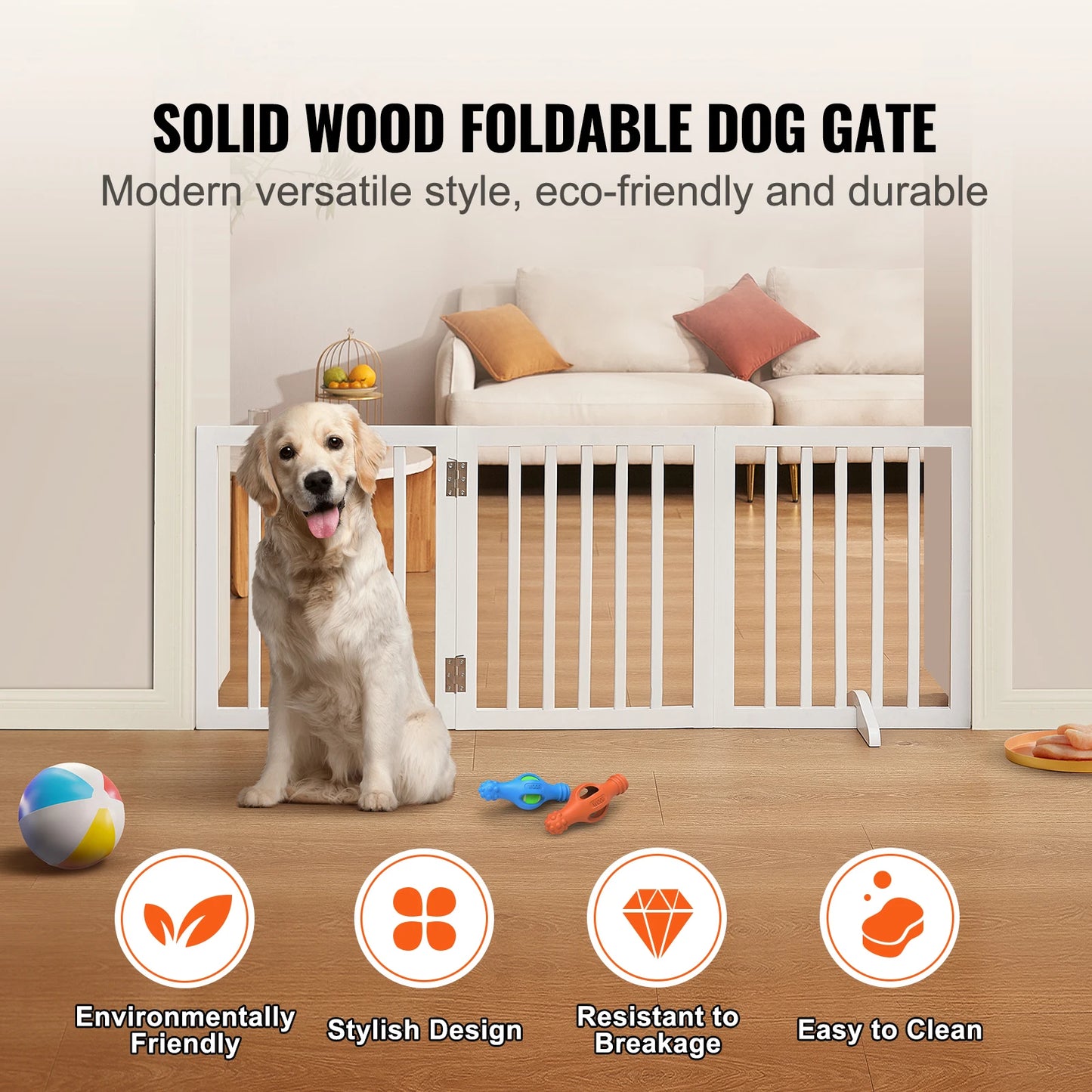 Free Standing Dog Gate Freestanding Pet Gate 3 Panels Foldable Dog Gate for Narrow Passageways Expandable Dog Barrier