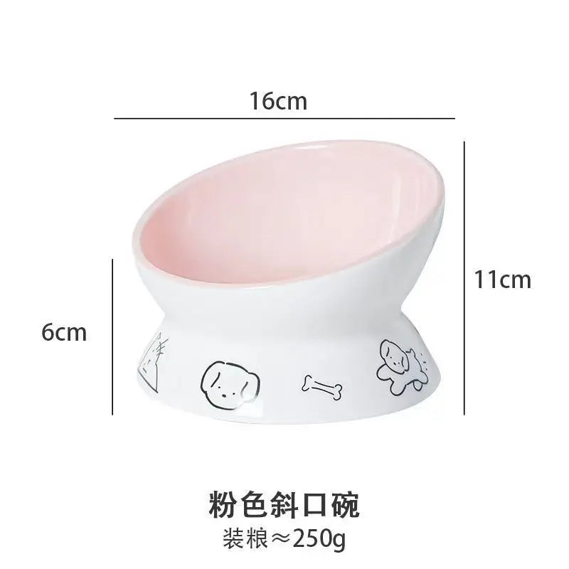 Ceramic Raised Cat Bowl  Elevated Pet Feeding Tray for Cats and Small Dogs Food Dispenser Pet Supplies Dog Accessories