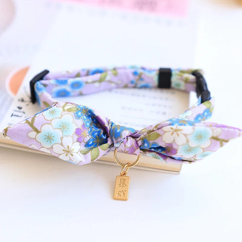 Cute Japanese Print Pet Collar: Bunny Ears Necklace for Dogs & Cats (Spring Decoration)