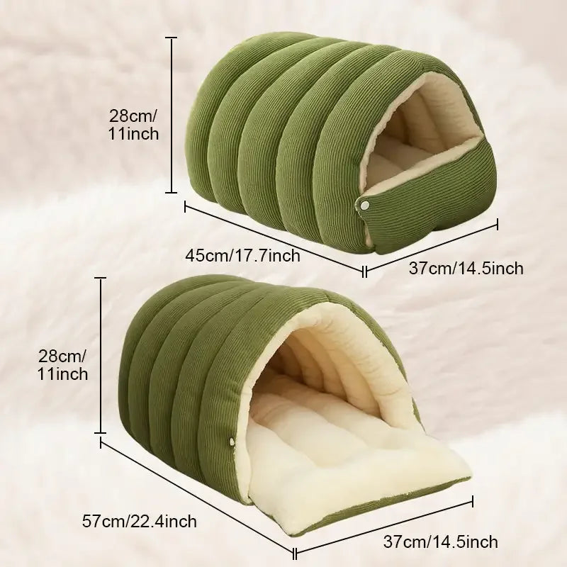 Winter Thermal Plush Cat Bed Winter Warm Enclosed House with Removable Washable Cover for Cats Small Pets Anxiety Relief ﻿