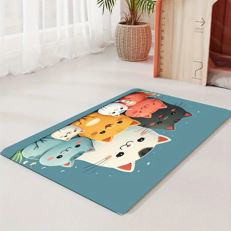 Diatomaceous Earth Cat Food Mat Dining Mat Soft Non-Slip Stain-Resistant Cat Litter Cat Dinner Bowl Mat Home Decoration