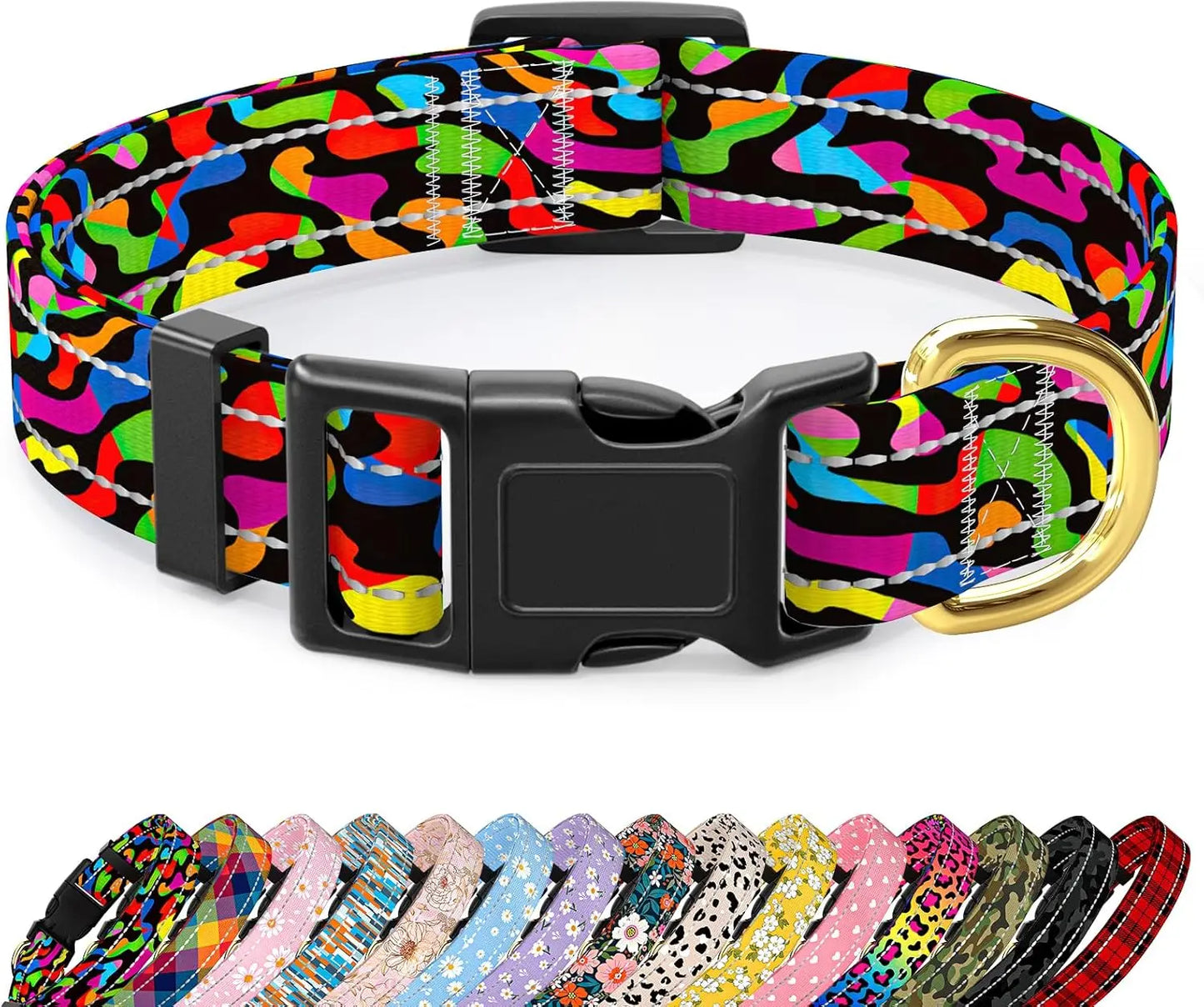 Reflective Dog Collar, Cute Christmas Style Dog Collar for Small Dogs, Soft Nylon Puppy Collar for Boy and Girl Female Dog, Adju