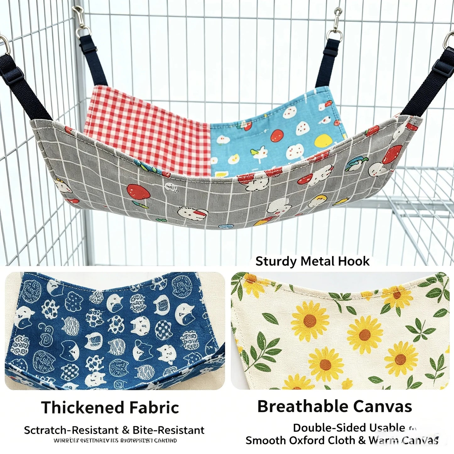 Hanging Cat Hammock Swing Bed, Summer Breathable Cat Nest Sleeping Bag, Cage Mounted Soft Pet Mat, Random Color Pattern