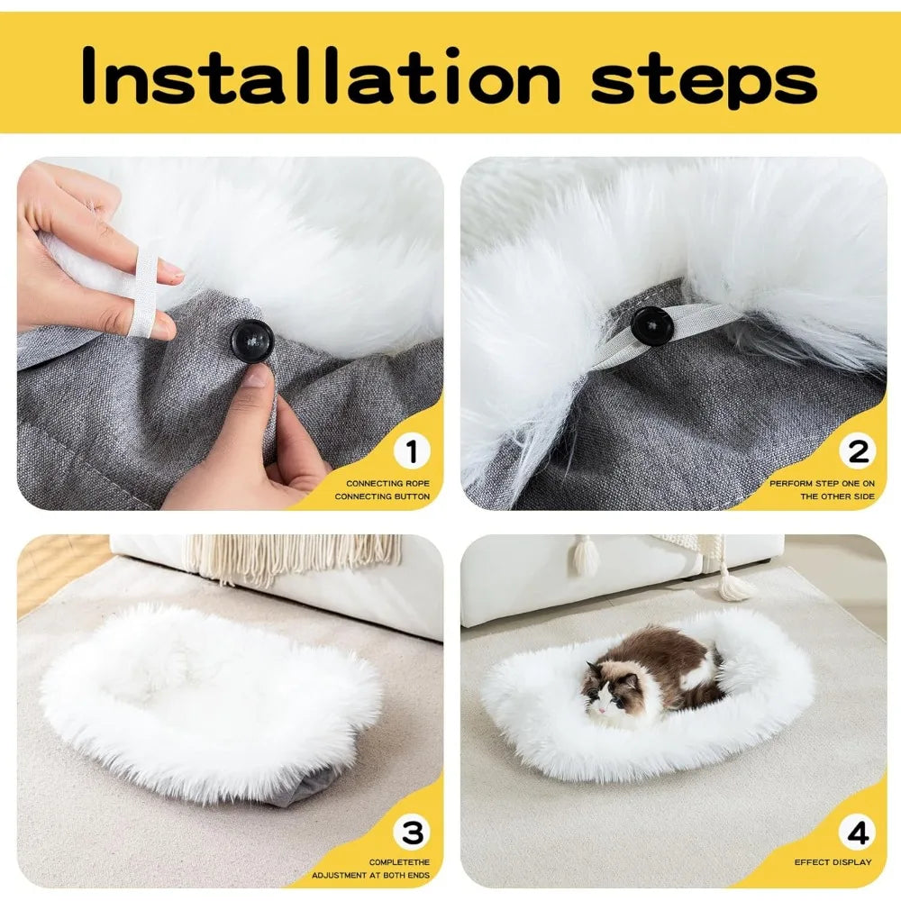 Fluffy Dog Cat Bed Mat 19.6x31.4 inch, Washable Soft Plush Faux Fur Warm Area Puppy Pads Blanket for Indoor Pet Sleep Cushion Wh