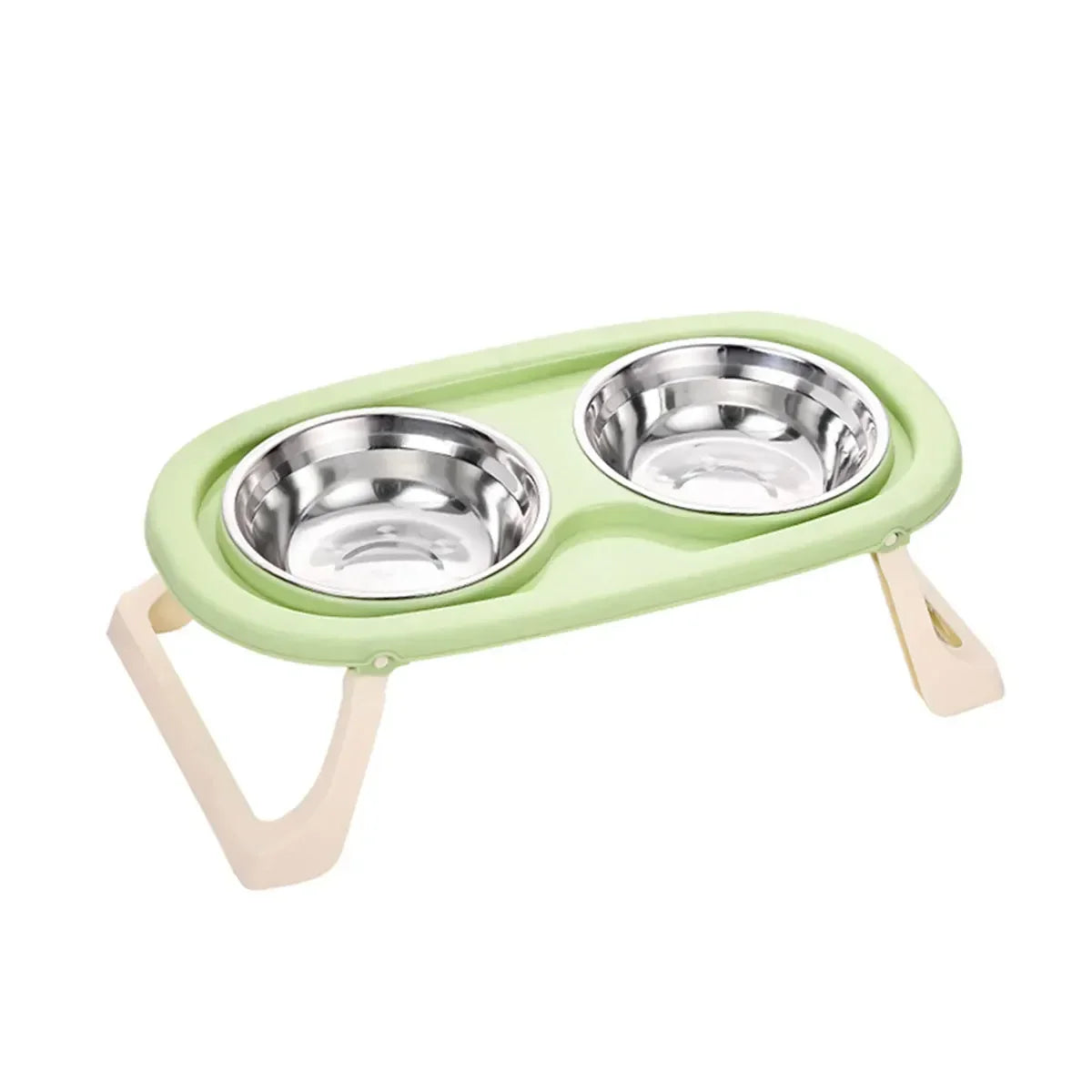 1PC Foldable Stainless Steel Pet Bowl Cat Food Bowl Cat Bowl Dog Food Bowl Neck Protection High Foot Double Bowl Cute bowl Dog