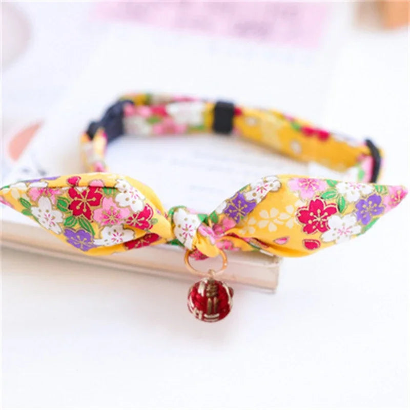 Cute Japanese Print Pet Collar: Bunny Ears Necklace for Dogs & Cats (Spring Decoration)