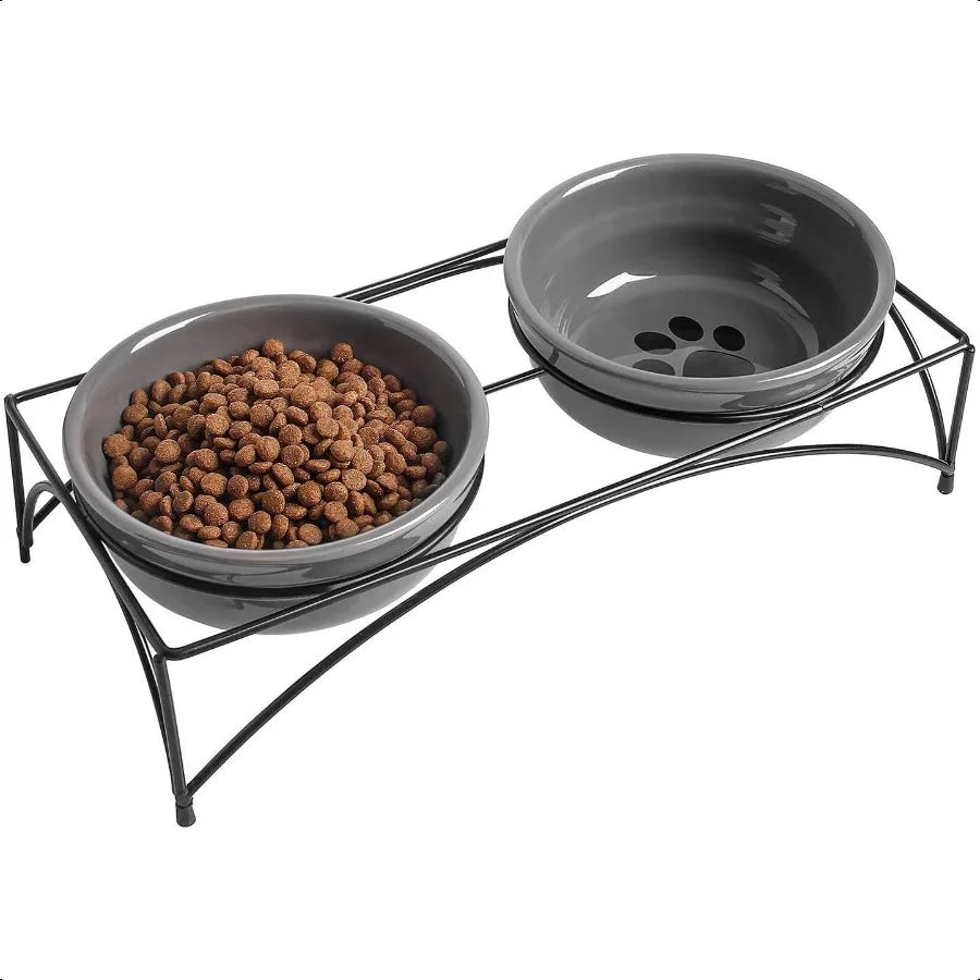 Dog Cat Food Bowls12 OZ 1.5 Cup Ceramic Raised Pet Bowls for Food and Water Two Elevated Pet Dishes Bowls 2.75 Height Sturdy Me