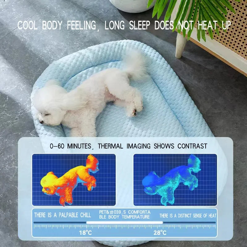 Cool Summer Pet Cooling Mats In Cat Cushion Puppy Sleep Nest Kennels Cat Mats Cool Feeling Teddy Bed Ice Silk Breathable Mat