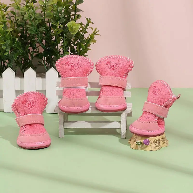 New Pet Snow Boots Cat Dog Plush Cotton Boots Soft Comfortable Washable Spring Winter Small Dog Warm Shoes Pets Products
