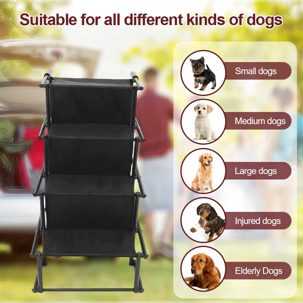 4 Steps Pet Ramps Foldable Dog Car Steps Lightweight Pet Ladder Portable Dog Cat Ladder Folding Pet Stairs Ramp for Travel
