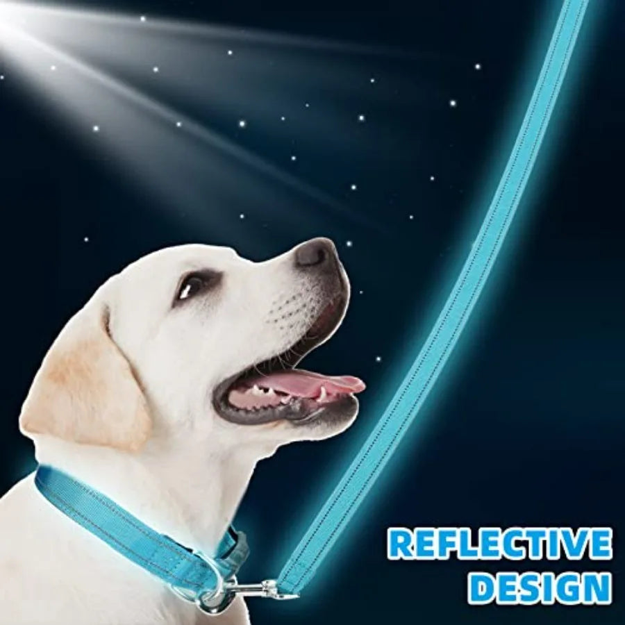 6 Sets Reflective Dog Leash and Collar Set, Nylon Leashes Adjustable Dog Collar Heavy Duty Padded Handle Leash for Small Medium