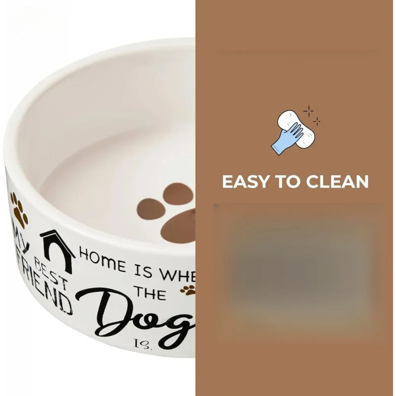 Dogs Dish -Round Ceramic Food/Bowl with High Walls Pets, Dishwasher Safe, Small Dogs, Cats, Reptiles,