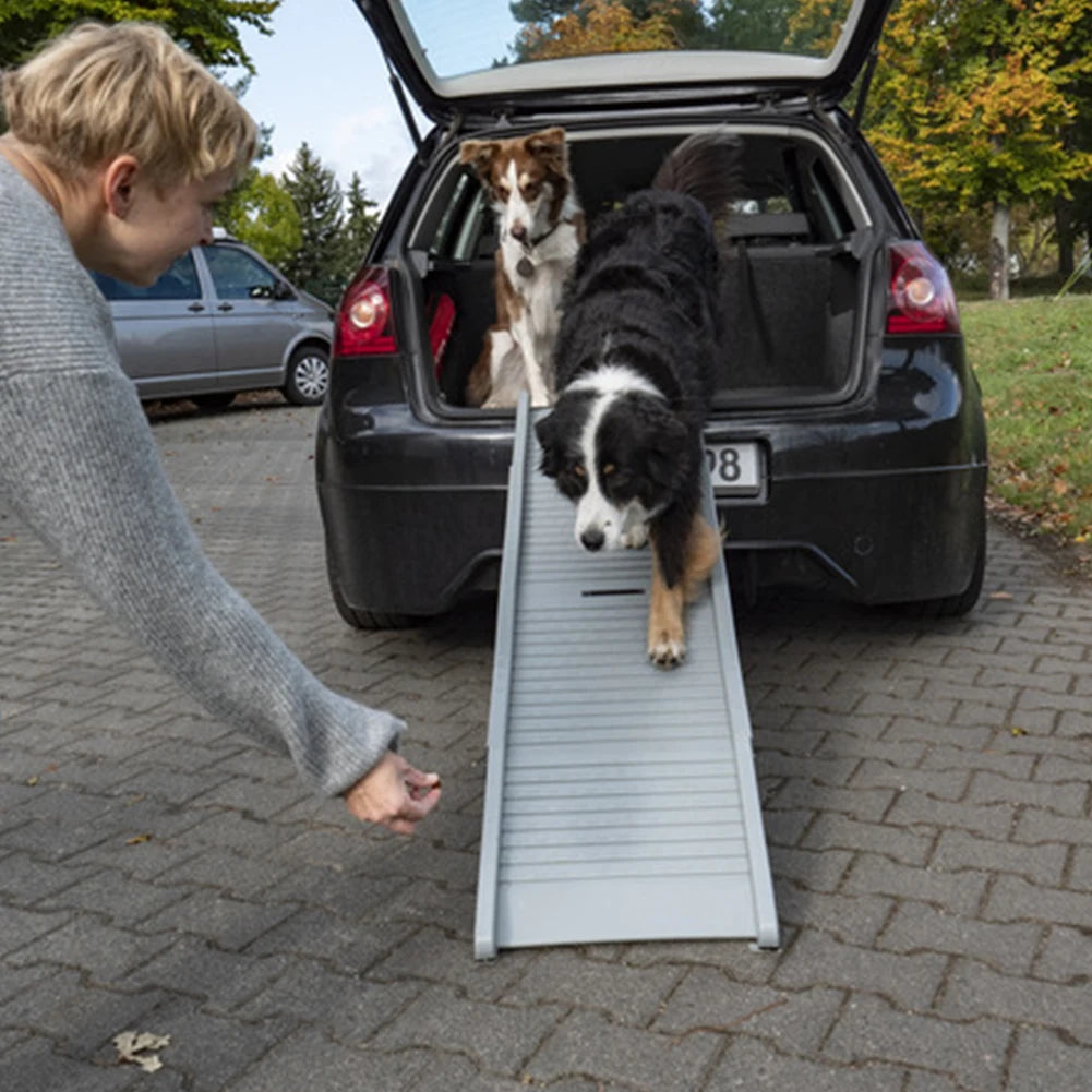 Folding Extra Wide Dog Steps 59x15.8 Inch Foldable Car Ramp for Dogs Dog SUV & Truck Ramp for Medium & Large Dogs Get Into A Car